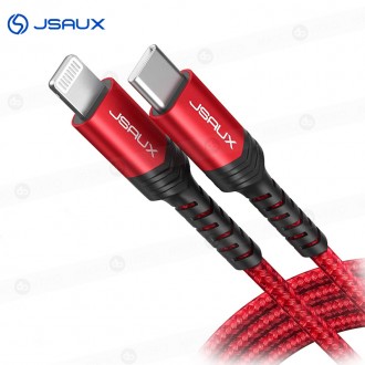 Cable JSAUX de Datos y Carga USB C a Lightning - Rojo - 2m