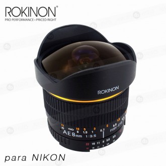Lente Rokinon 8mm Fish Eye f/3.5 para Nikon (nuevo)