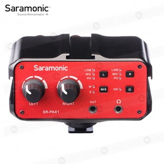 Mezclador Saramonic SR-PAX1 - de 2 canales, XLR - Phantom - 6.35mm - 3.5mm