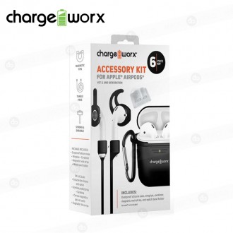 Kit ChargeWorx 6 Piezas para Apple AirPods 1st & 2nd Gen (negro)