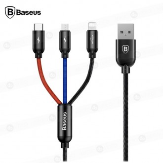 Cable Baseus USB 3-in-1 de 1.2m  Lightning  / Type-C / MicroUSB