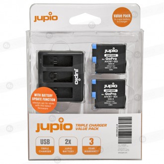 Jupio Pack: 2x Baterias GoPro HERO8 AHDBT-801 1260mAh + Compact USB cargador triple