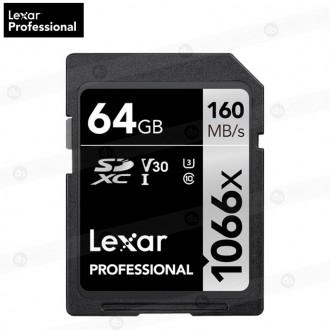 Memoria SD UHS-I SDXC 64GB Lexar PRO 1066x - U3 - V30