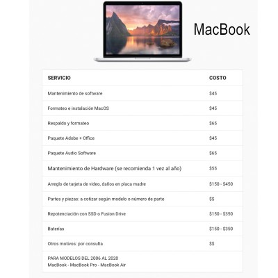 Servicios para MacBook