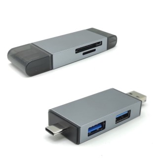 Mini Hub 4 en 1 USB Tipo C / USB A / Micro USB