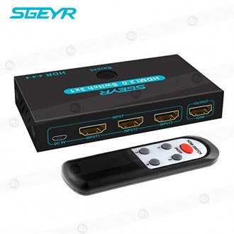 SGEYR HDMI 2.0 Switch Splitter 3 puertos 4K HDMI + remoto