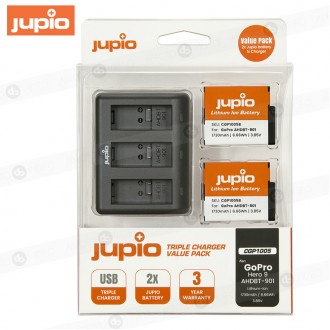 Kti 2x Baterias GoPro Jupio ENDURO HERO9 /10 /11/12  1730mAh + Cargador Triple